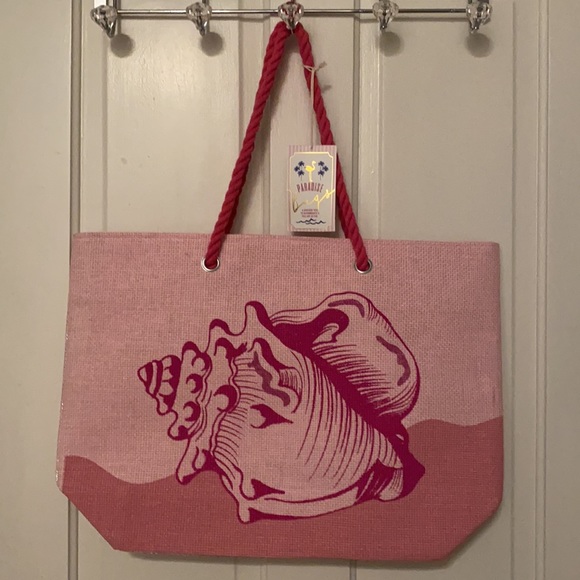 NWT Paradise Bags - Pink Conch Shell Shoulder Tote Bag - Beach/Vacation Bag - Picture 1 of 8